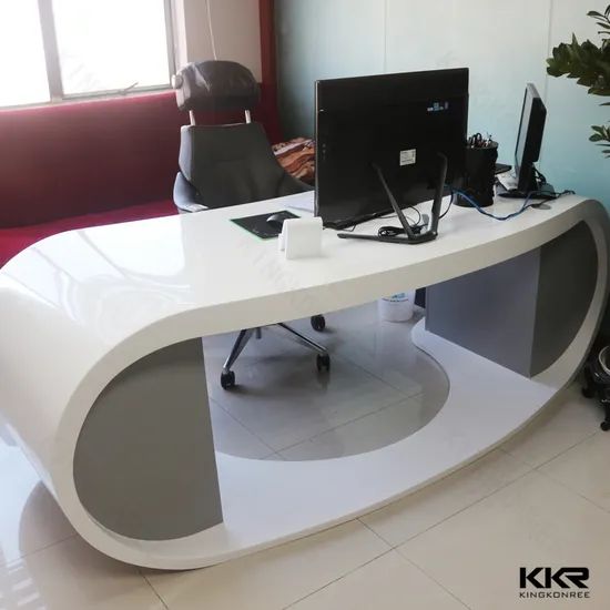 Modern Design Custom Made Solid Surface Commercial Reception Office Table - Image 2