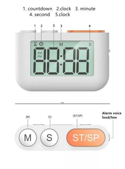 Household Timer Digital Alarm Timer Clock with Large LCD Display - Image 4