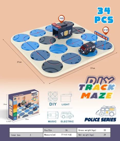 Amazon Educational Sound Light Slot Set Electric Car 34PCS DIY Track Maze Toys - Image 3