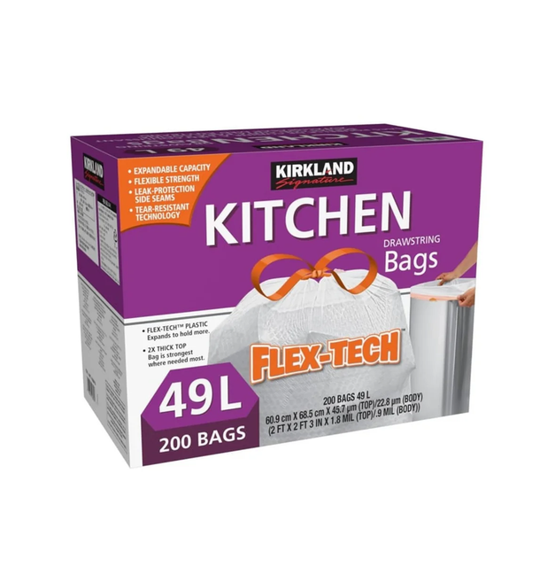 Kirkland Signature Kitchen Garbage Bags 13 Gallon Tear-Resistant Drawstring Bin Liners - Image 5