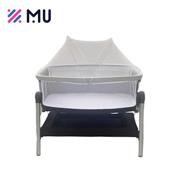 Luxury Foldable 5 Levels Height Adjustable Baby Bedside Bassinet Crib - Image 1