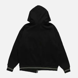 High Quality Warm Fleece Star Patchwork Irregular Zip Hoody - Image 4