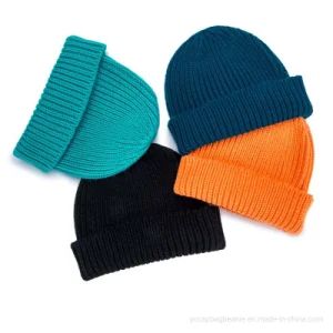 Custom Wholesale Fashion Winter Warm Sport Rib Cool Beanie Knitted Cap Hat - Image 1