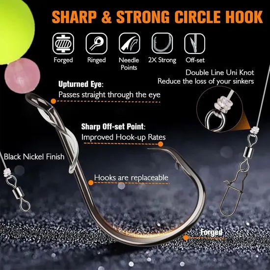 Pompano Rigs for Surf Fishing Unique T-Knot Strong Pre-Rigged Pompano Rigs Surf Fishing Rigs Saltwater with Pompano Floats with Circle Hooks - Image 4