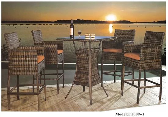 New Design Patio Furniture Wicker PE Rattan Bar Stool Sets Outdoor Furniture - Image 5