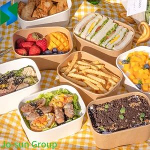 Brown Paper Square Bowl Disposable Lunch Box Rectangular Lunch Box Takeout Packed Light Picnic Tableware - Image 4