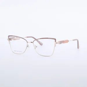 Custom Logo Printed Silver & Pink Myopia Optical Eyeglasses Frames - Image 3