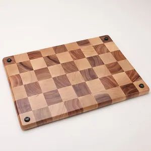 Acacia Wood Chess Pattern Cutting Board with Feet Size Medium Model NO. 4 Brand Goude Shape Irregular Trademark Goude HS Code 4420909090 - Image 5