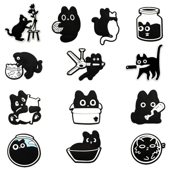 Cartoon Black PVC Soft Rubber Cute DIY Shoe Decorations Origin China Material PVC Style Cartoon Model NO. S-140 Trademark - Image 6