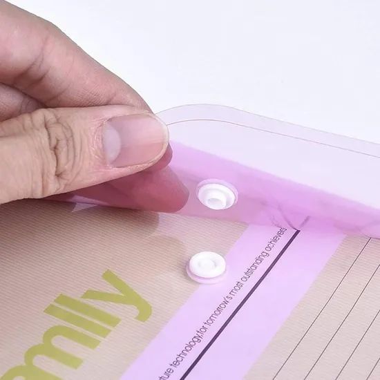 A4 Plastic Envelopes, Pocket File Folder with Label Pocket Snap Button Closure - Image 5