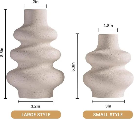 Modern Ceramic Flower Vases Set 2Pcs Round 2Lx3.5Wx8.5H MU 1Y - Image 2