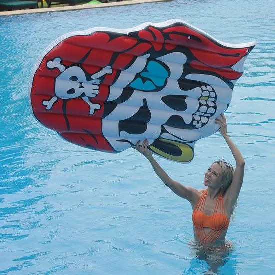 Jumbo Pirate Skull Pool Float - Inflatable Water Mattress for Swimming - Image 3