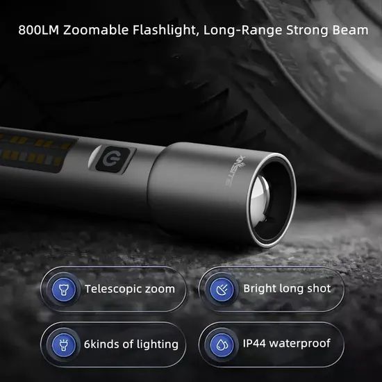 Multi-Function LED White Laser Flashlight Rechargeable Telescopic Zoom & Side Work Lights - Image 4