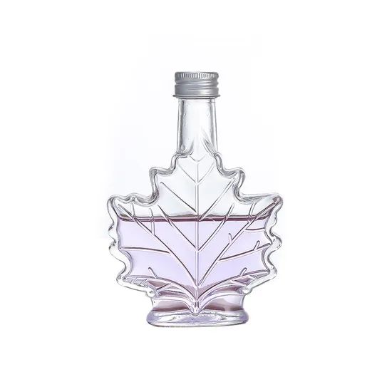 Empty 50ml 100ml 250ml Maple Leaf Shape Glass Syrup Bottles - Image 4
