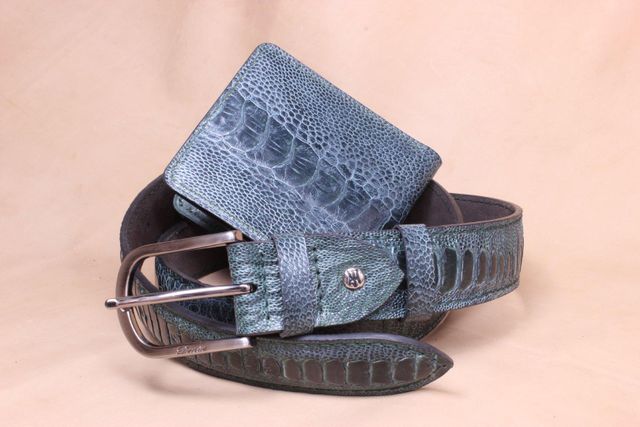 Luxury Ostrich Leg Leather Wallet & Belt Set - Image 3
