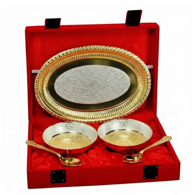5 Pcs Gold Oval Bowl Set Color Gold Material Metal Size 5 Inch (L) Bowl Shape Round Set Contain 5 Piece Finish Type - Image 3