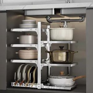 Kitchen 304 Stainless Steel Pot Rack Multi Layer Kitchen Supplies Appliances Storage - Image 3