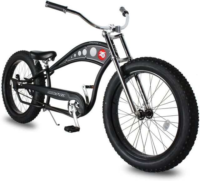 26" Chopper Fat Tires Bike Coaster Brake Stretch Cruiser Matte Black Bicycle - Image 4