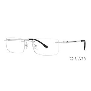 Tc-009 Sleek Gold Titanium Rimless Eyeglasses Elegant Rimless Optical Frames - Image 4