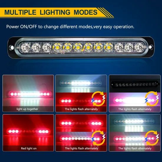 12 LED Red-White Strobe Light - Emergency Warning with Surface Mount for off-Road Trucks & Suvs - Image 5