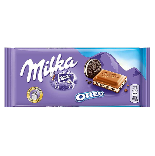 Milka Milk Chocolate bars with Oreo Vanilla Flavour Cookies, 100g - Image 2