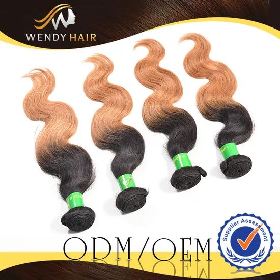 Wendy New Two Tone Virgin Remy Human Hair Grade 6A Hand Feel Soft Dyeable Dyeable Length 12-28inch Color Muti-Color Hair Density - Image 1