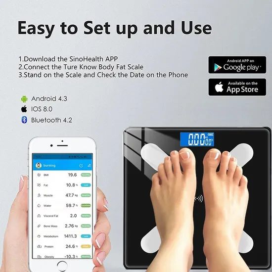 Factory Cheap Digital Body Scale Bathroom Scale 180kg with Bluetooth APP - Image 3