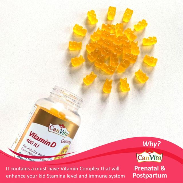 Canvita Vitamin D Halal & Vegan Gummy (400IU), Made in Canada, sugar free, 60/bottle - Image 7