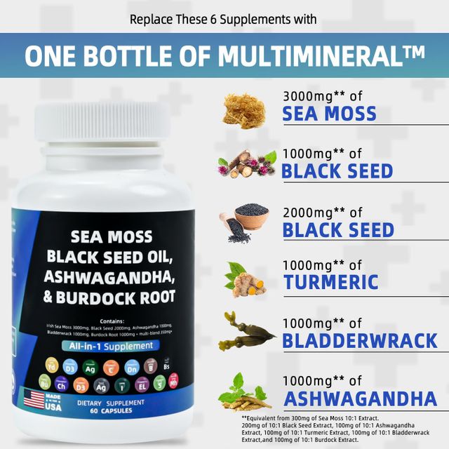 OEM ODM custom sea moss black seed oil ashwagandha burdock root capsule wholesale all in 1 herbal supplement  - Image 5