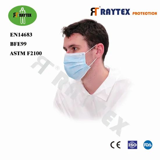En14683 Bfe99 Earloop Elastic Protective PP 3 Ply Face Mask Color White Trademark OEM Model NO. 11031 Shape Towel Mask HS Code 63079000 - Image 1