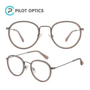 Handmade Classic Design Round Acetate Metal Optical Frames - Image 5