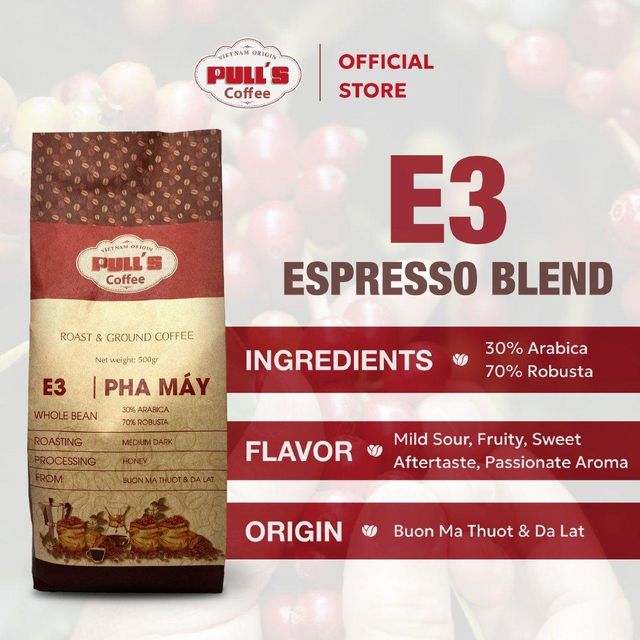 Pull’s Coffee E3 Espresso Blend – Vietnamese Ground Coffee, 70% Robusta & 30% Arabica - Image 2