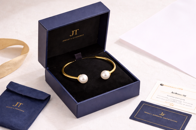 Luxury 18K Gold Plated Freshwater Pearl Open Bangle Bracelet for Women – Elegant Fashion Jewelry - Image 3