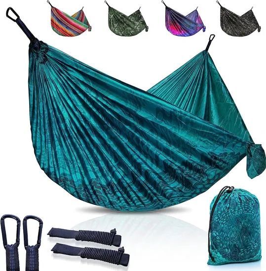 Tree Ropes and Carabiners Lightweight Parachute Nylon Portable Camping Hammock - Image 4
