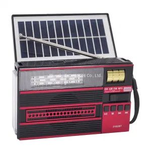 Portable Bluetooth Speaker Rechargeable FM Radio LED Torch USB with Solar Panel - Image 1