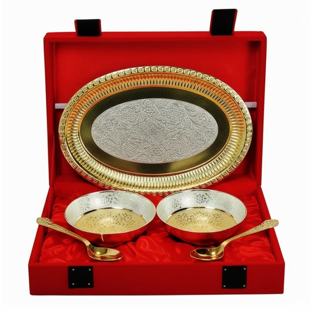5 Pcs Gold Oval Bowl Set Color Gold Material Metal Size 5 Inch (L) Bowl Shape Round Set Contain 5 Piece Finish Type - Image 2