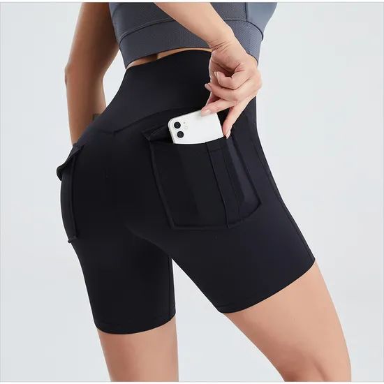 Womens Quick-Dry Yoga Shorts Sports Fitness Running Pants with Pockets - Image 5