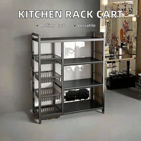Versatile Rolling Storage Rack with Metal Vegetable Baskets Sets 1-3PCS Origin China Style Modern Trademark SY Material Metal - Image 3