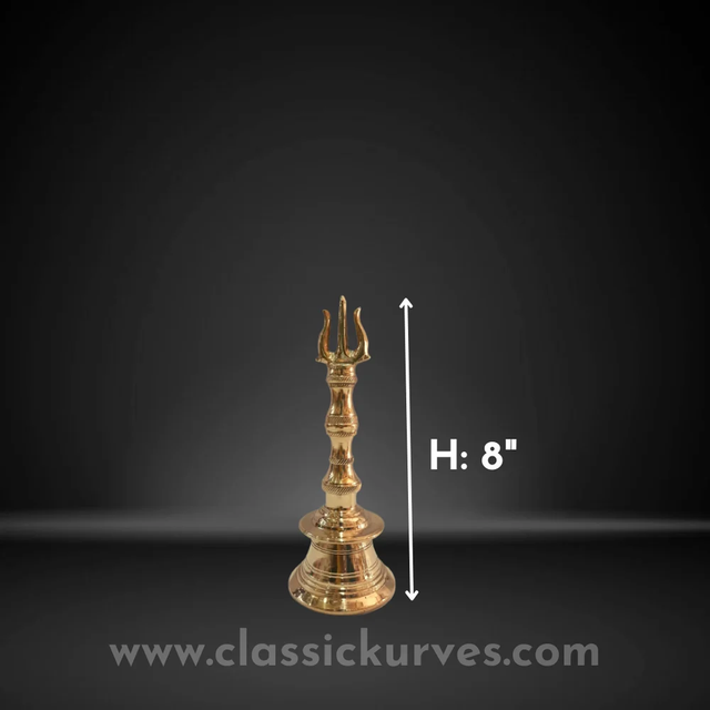 Brass soolam hand bell Purity Yes Color Golden material Brass Brand Classickurves Usage/Application Home Country of Origin Made in - Image 2