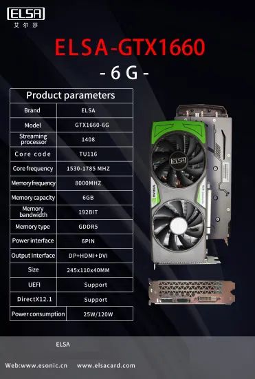 Elsa Graphics Card Nvidia Gtx1660 6g VGA Card - Image 1