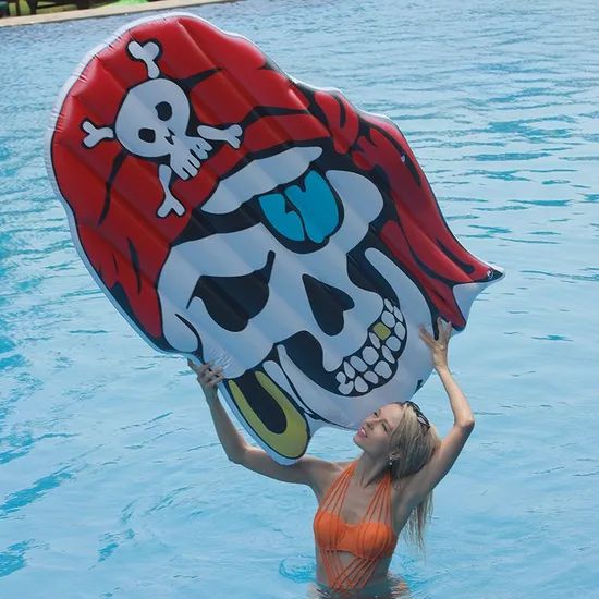 Jumbo Pirate Skull Pool Float - Inflatable Water Mattress for Swimming - Image 2