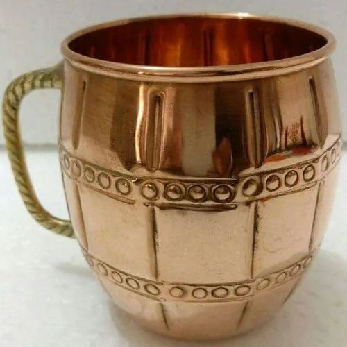 Designer Copper Mug, Packaging Type: Cardboard Box Size 5" Weight 160gm With Handle Yes Material Copper Model Number - Image 1