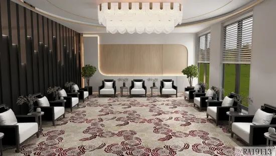 Wall to Wall Commercial Use Custom Pattern Design Axminster Floor Red Carpet for Reception Room - Image 3