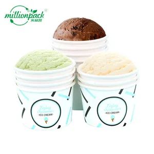 4oz 8oz Patterned Embossed Paper Ice Cream Bowl for Catering - Image 1