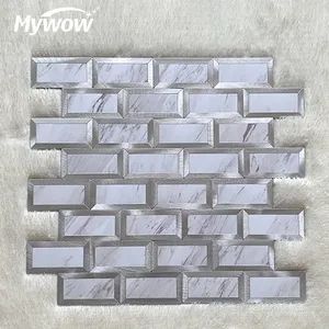 Basket Weave Irregular White Black Marble Mosaics Tiles - Image 2