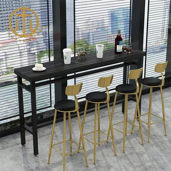 Black Modern Slate Cabinets Rectangular Multipurpose Bar Table - Image 3
