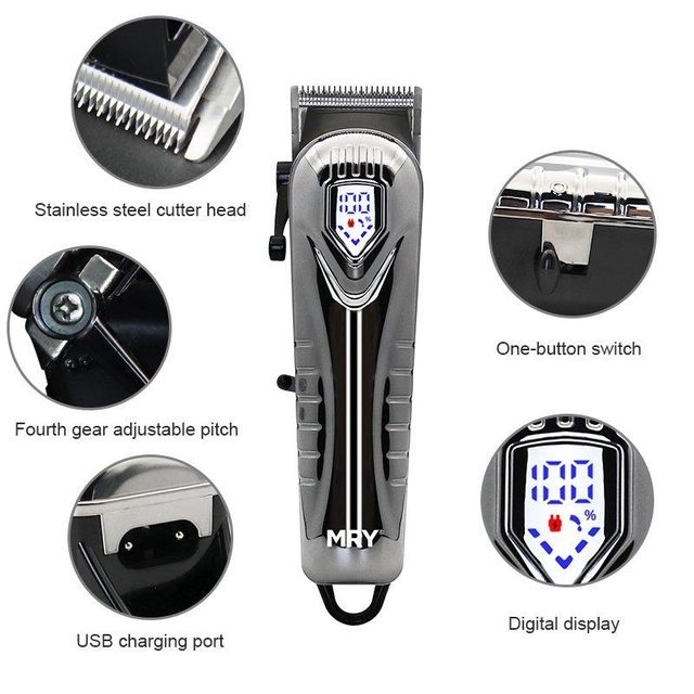 hair clipper Display Type Digital Display Switch Type One-button Switch Charging Method Usb Charging Port Cutter Head Material Stainless - Image 1