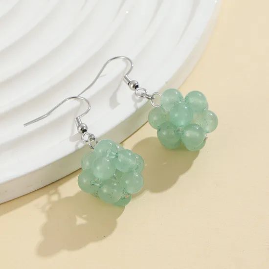 Semi Precious Natural Crystal Grape Earrings Origin Cn Color Black Shape Plants Style Fashion Trademark ETS Specification 20mm - Image 3