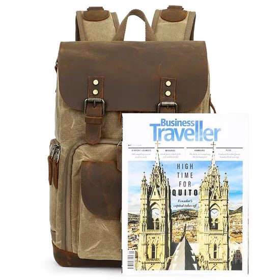 Waterproof Waxed Canvas and Genuine Leather DSLR Camera/Video Bags Camera Backpack - Image 3