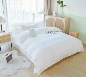Soft Microfiber 4-Piece Bed Sheet Set Color White Weight 2.5kg Quantity 4 PCS Material Satin Filling Cotton Age Group Adults - Image 2